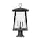 Z-Lite Rainer 4 Light Outdoor Pier Mounted Fixture, 13.5in. W x 26.25in. H, Black 5015PHBR-533PM-BK - alternate 7